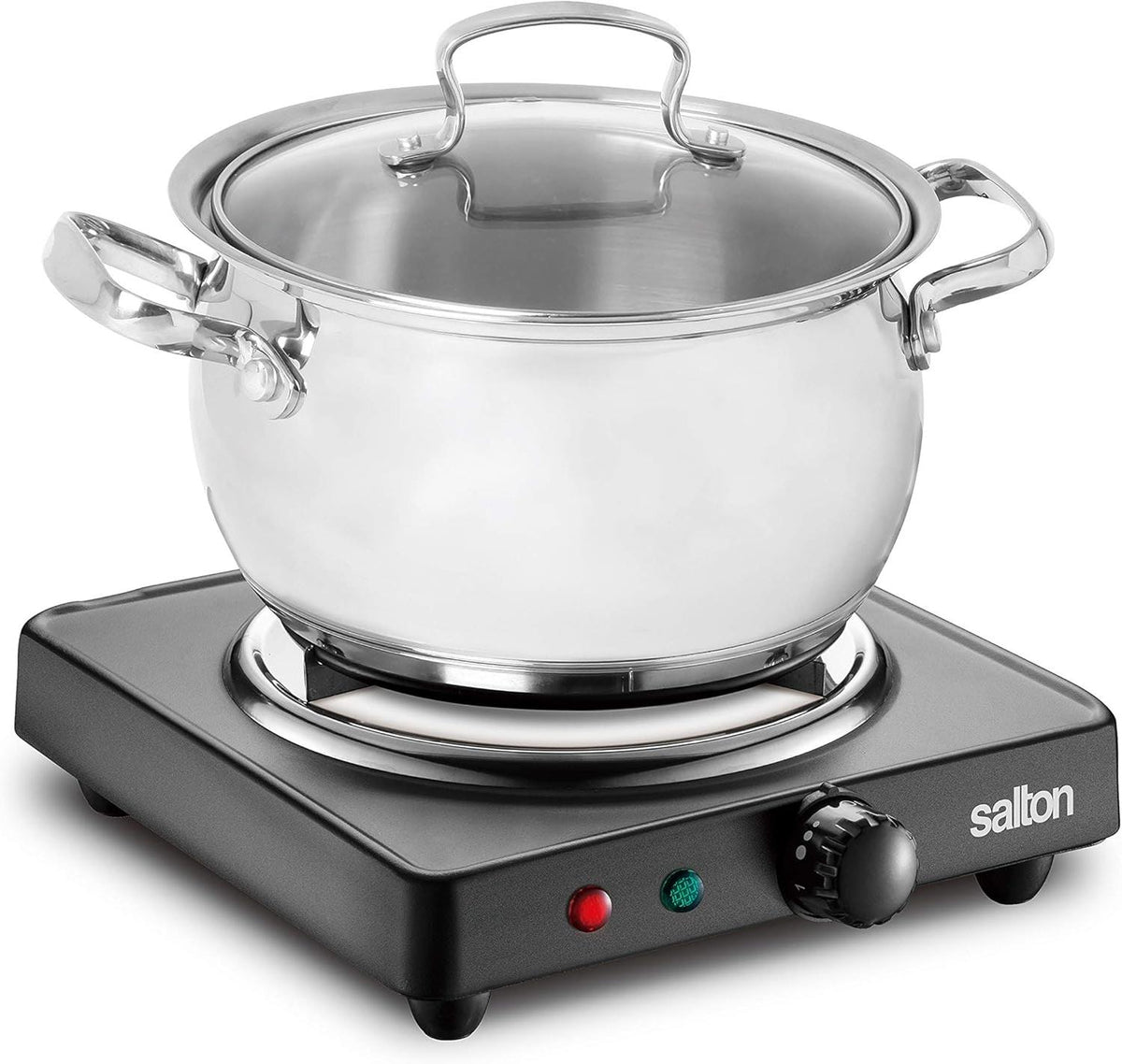 Salton - 7.4" Black Single Burner Portable Cooktop - HP1940