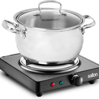 Salton - 7.4" Black Single Burner Portable Cooktop - HP1940