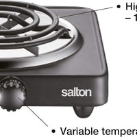 Salton - 7.4" Black Single Burner Portable Cooktop - HP1940