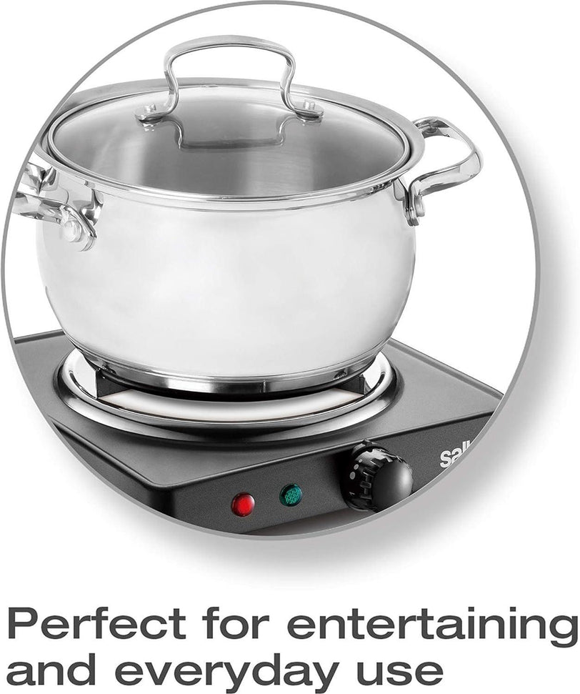 Salton - 7.4" Black Single Burner Portable Cooktop - HP1940