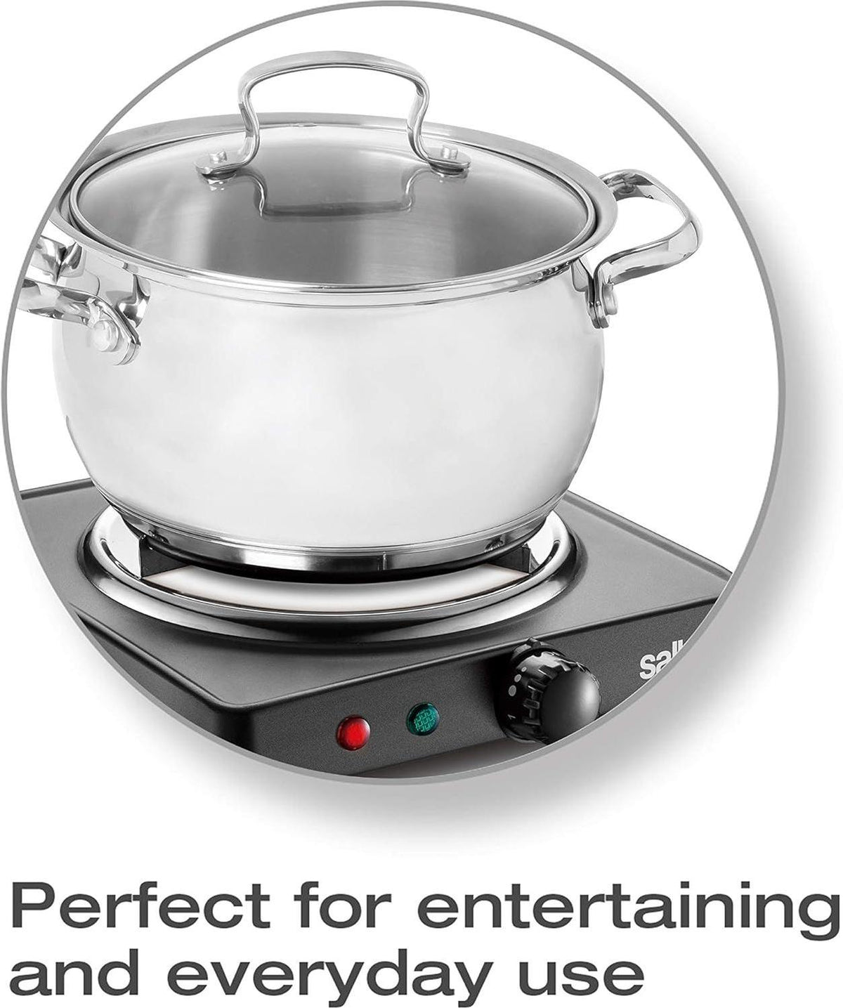Salton - 7.4" Black Single Burner Portable Cooktop - HP1940