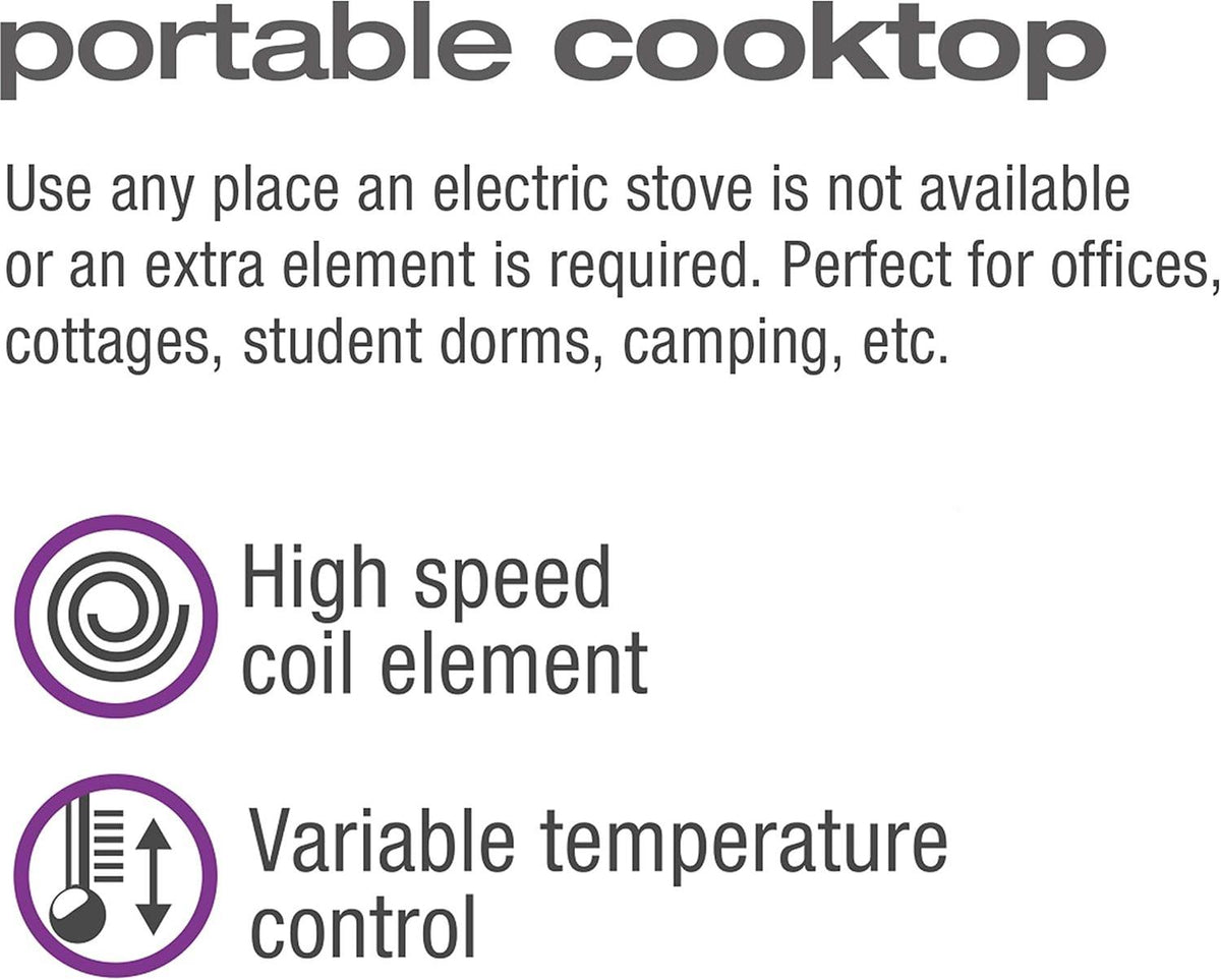Salton - 7.4" Black Single Burner Portable Cooktop - HP1940