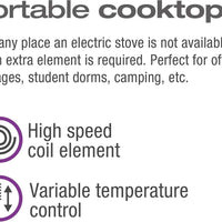 Salton - 7.4" Black Single Burner Portable Cooktop - HP1940