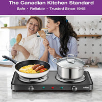 Salton - 7.4" Double Burner Black Portable Cooktop - HP1941
