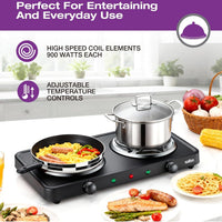 Salton - 7.4" Double Burner Black Portable Cooktop - HP1941