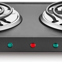 Salton - 7.4" Double Burner Black Portable Cooktop - HP1941
