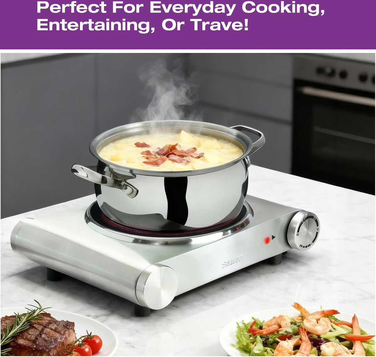 Salton - 7.4" Single Burner Portable Infrared Cooktop - HP1502