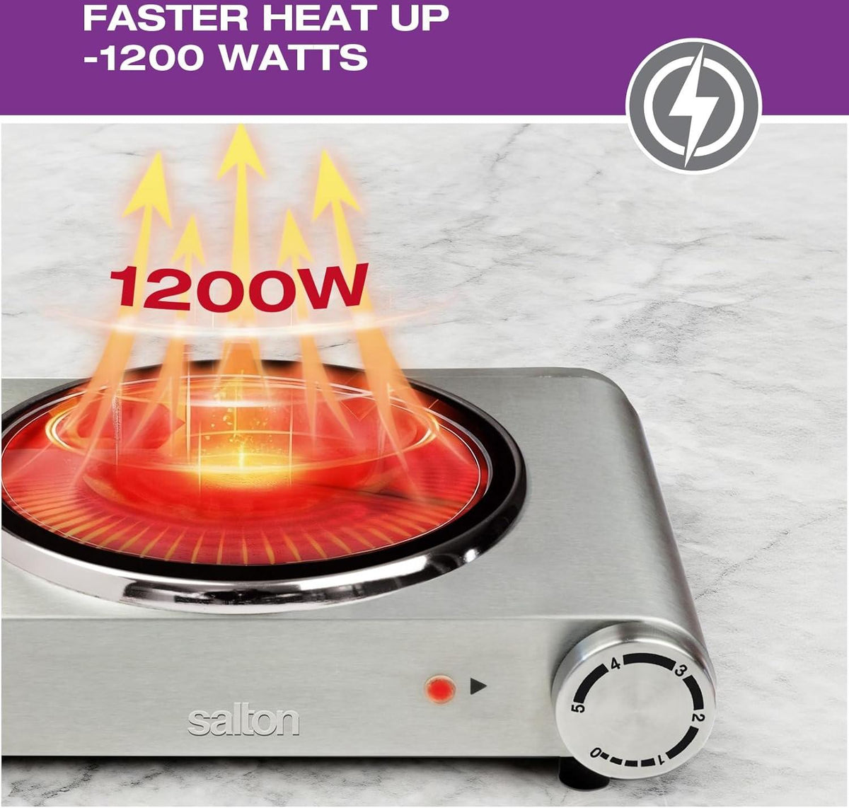 Salton - 7.4" Single Burner Portable Infrared Cooktop - HP1502