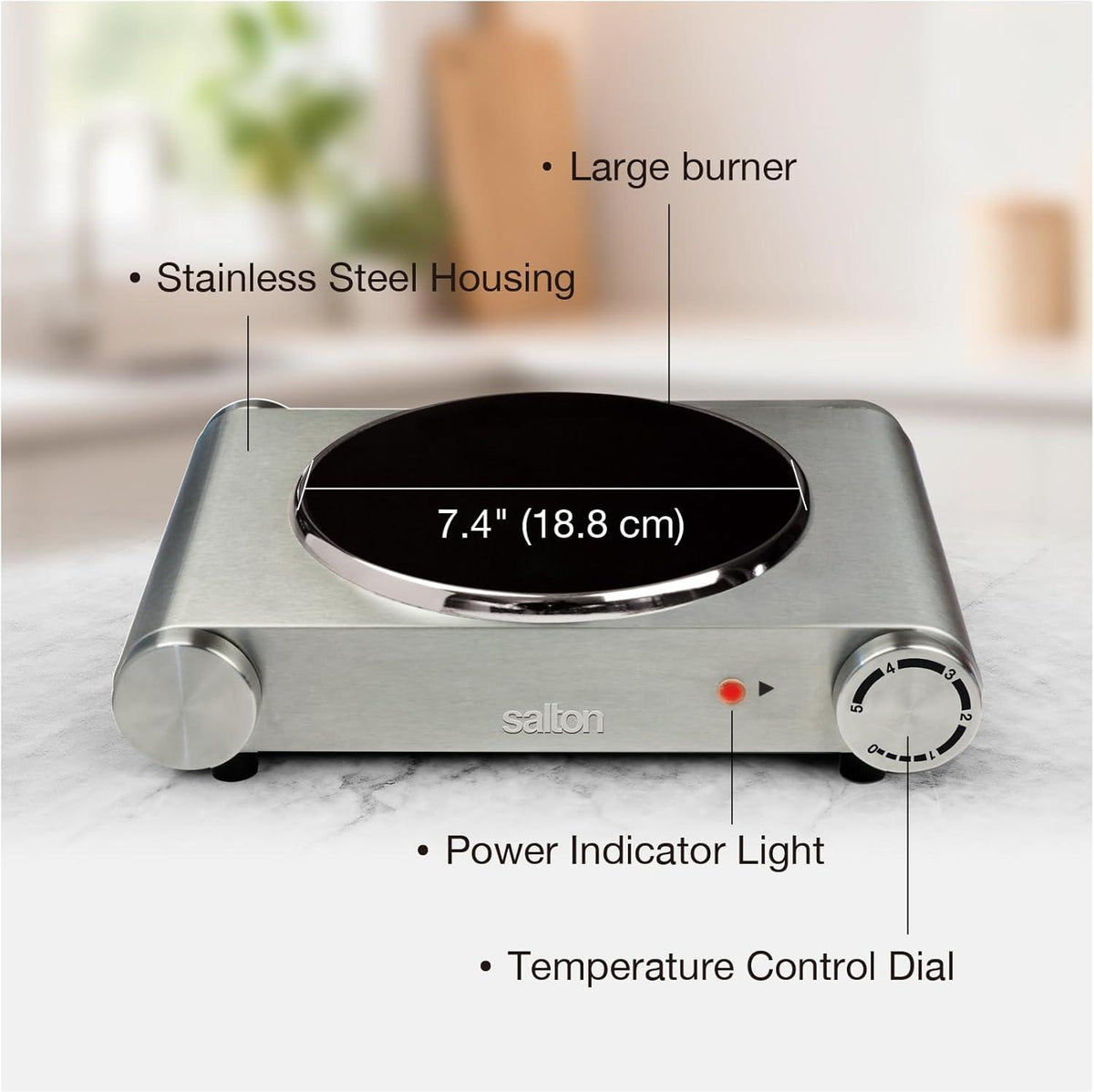 Salton - 7.4" Single Burner Portable Infrared Cooktop - HP1502