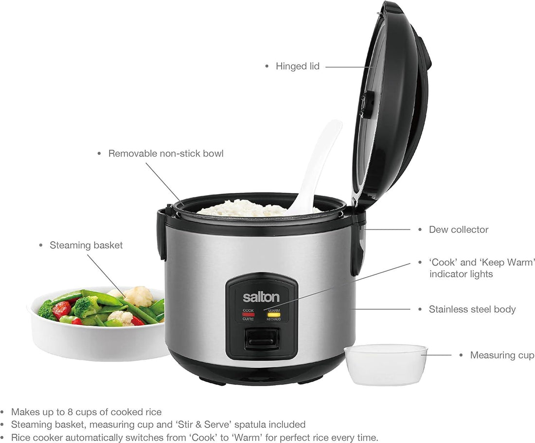 Salton - 8 Cup Automatic Rice Cooker & Steamer - RC2027