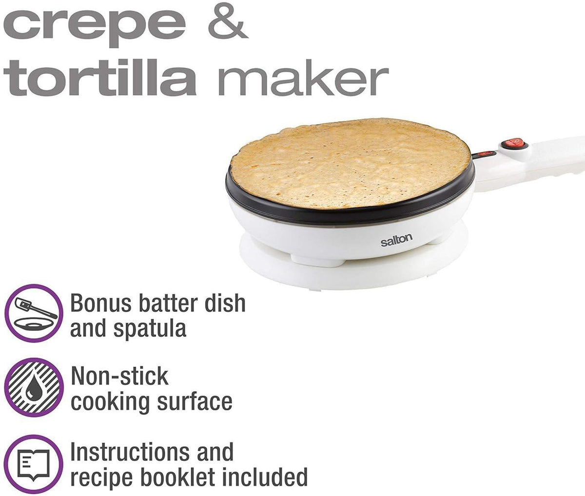 Salton - Cordless Crepe & Tortilla Maker - CM1337