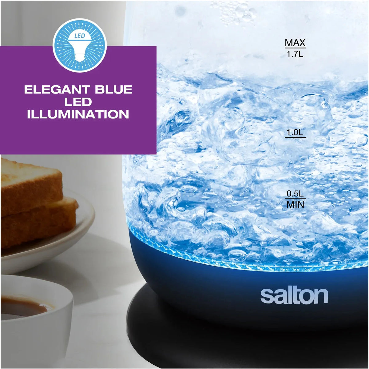 Salton - Cordless Electric 1.7 L Glass Kettle - GK2182