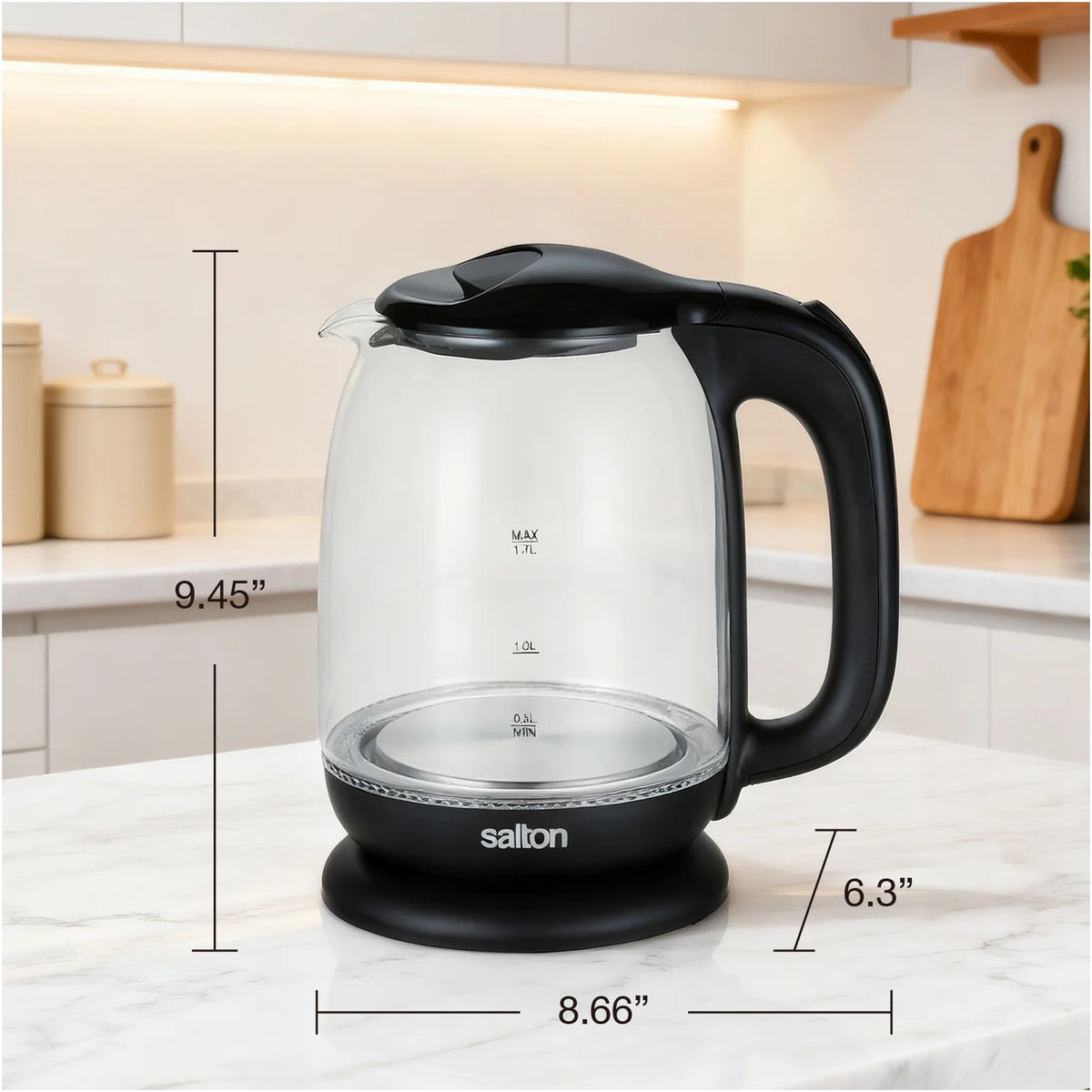 Salton - Cordless Electric 1.7 L Glass Kettle - GK2182