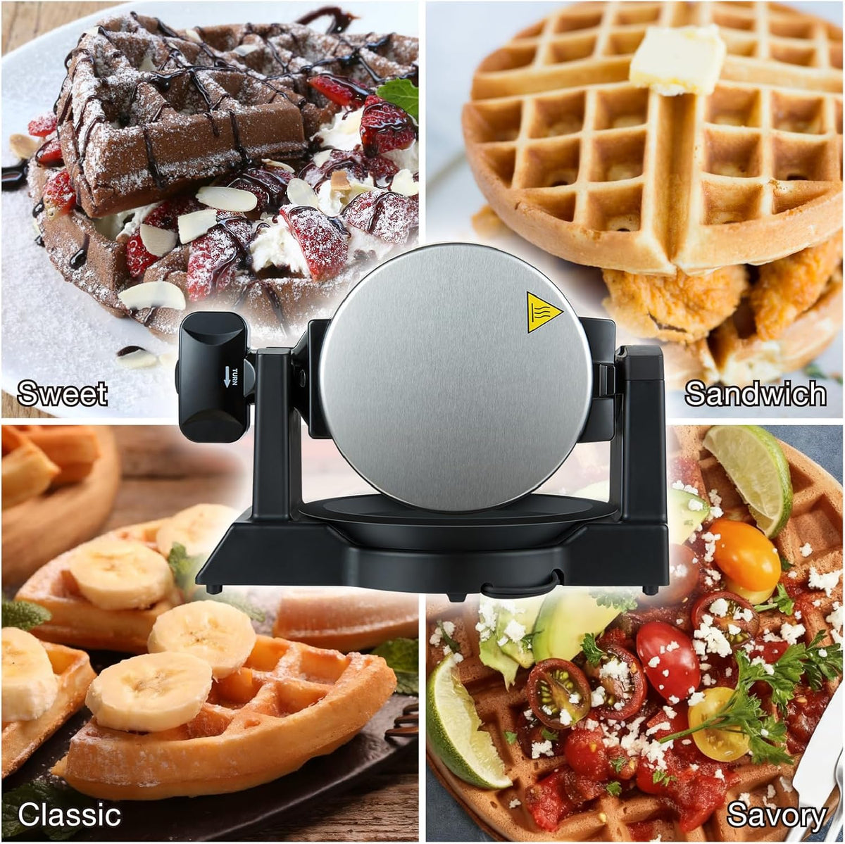 Salton - Double Rotary Waffle Maker Black - WM2159