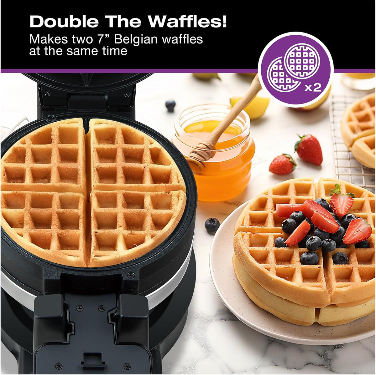 Salton - Double Rotary Waffle Maker Black - WM2159