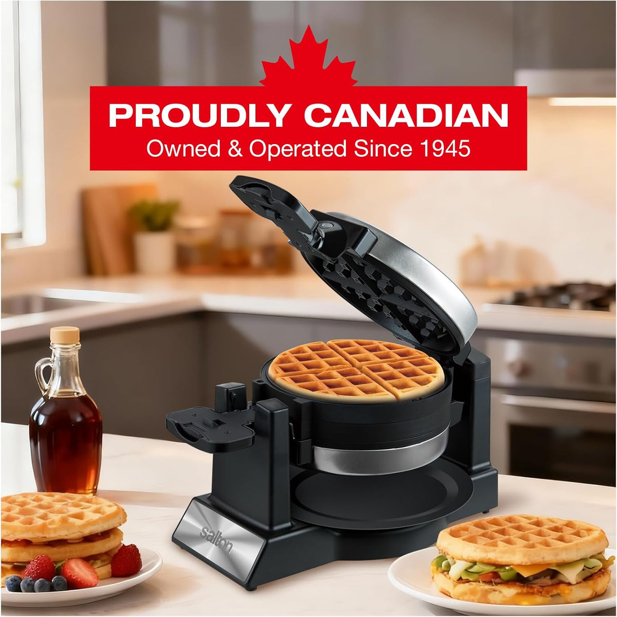 Salton - Double Rotary Waffle Maker Black - WM2159