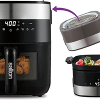 Salton - Flip and Cook 3-in-1 5.8 QT Air Fryer, Grill, & Dehydrator - AF2154