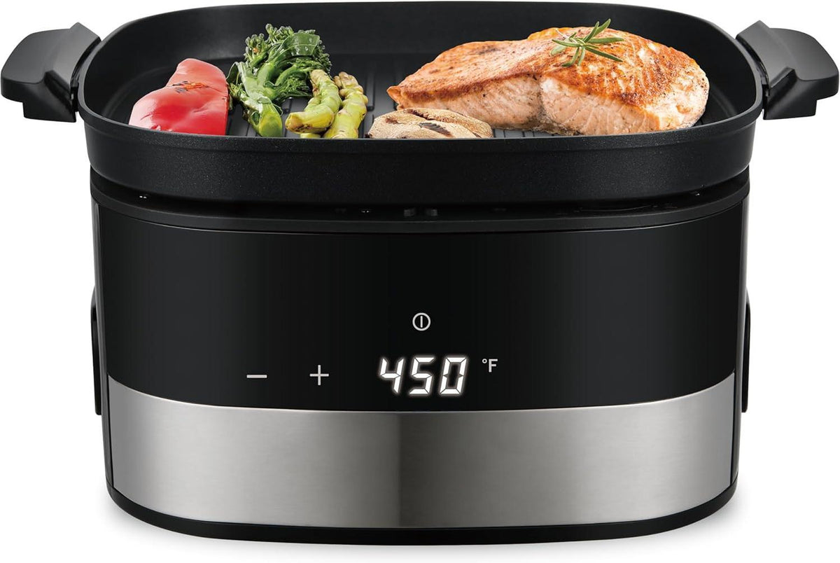 Salton - Flip and Cook 3-in-1 5.8 QT Air Fryer, Grill, & Dehydrator - AF2154