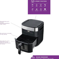 Salton - Flip and Cook 3-in-1 5.8 QT Air Fryer, Grill, & Dehydrator - AF2154