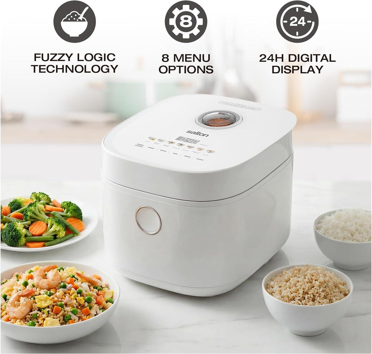 Salton - Multifunction 20 Cups Micom Rice Cooker - RC2129WH