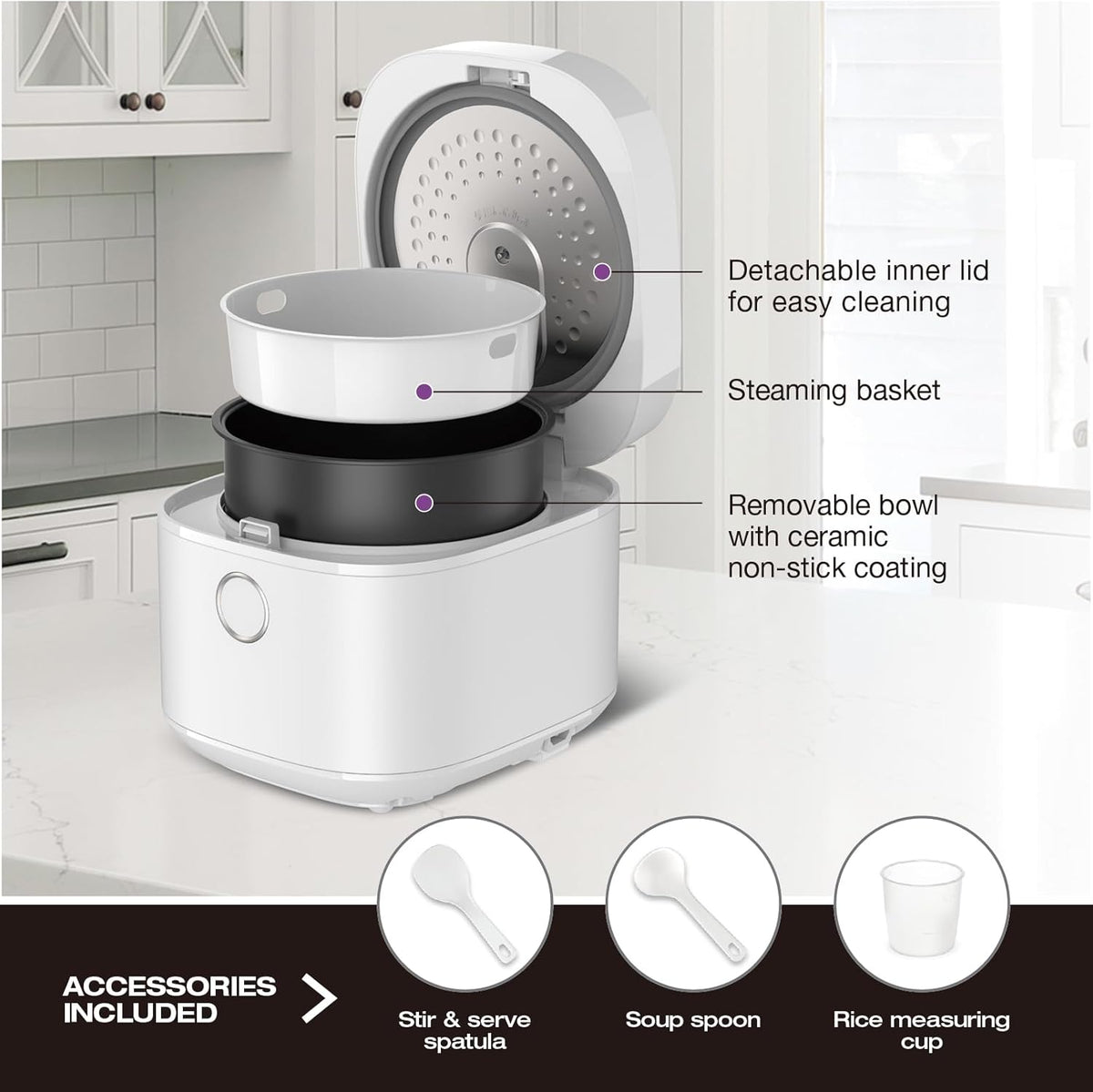 Salton - Multifunction 20 Cups Micom Rice Cooker - RC2129WH