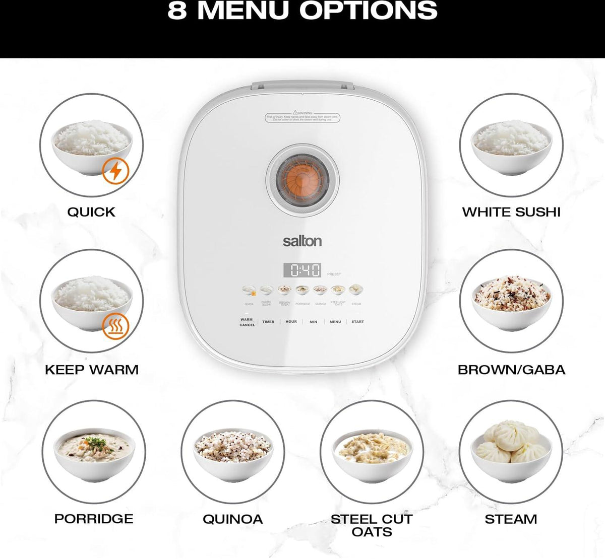 Salton - Multifunction 20 Cups Micom Rice Cooker - RC2129WH