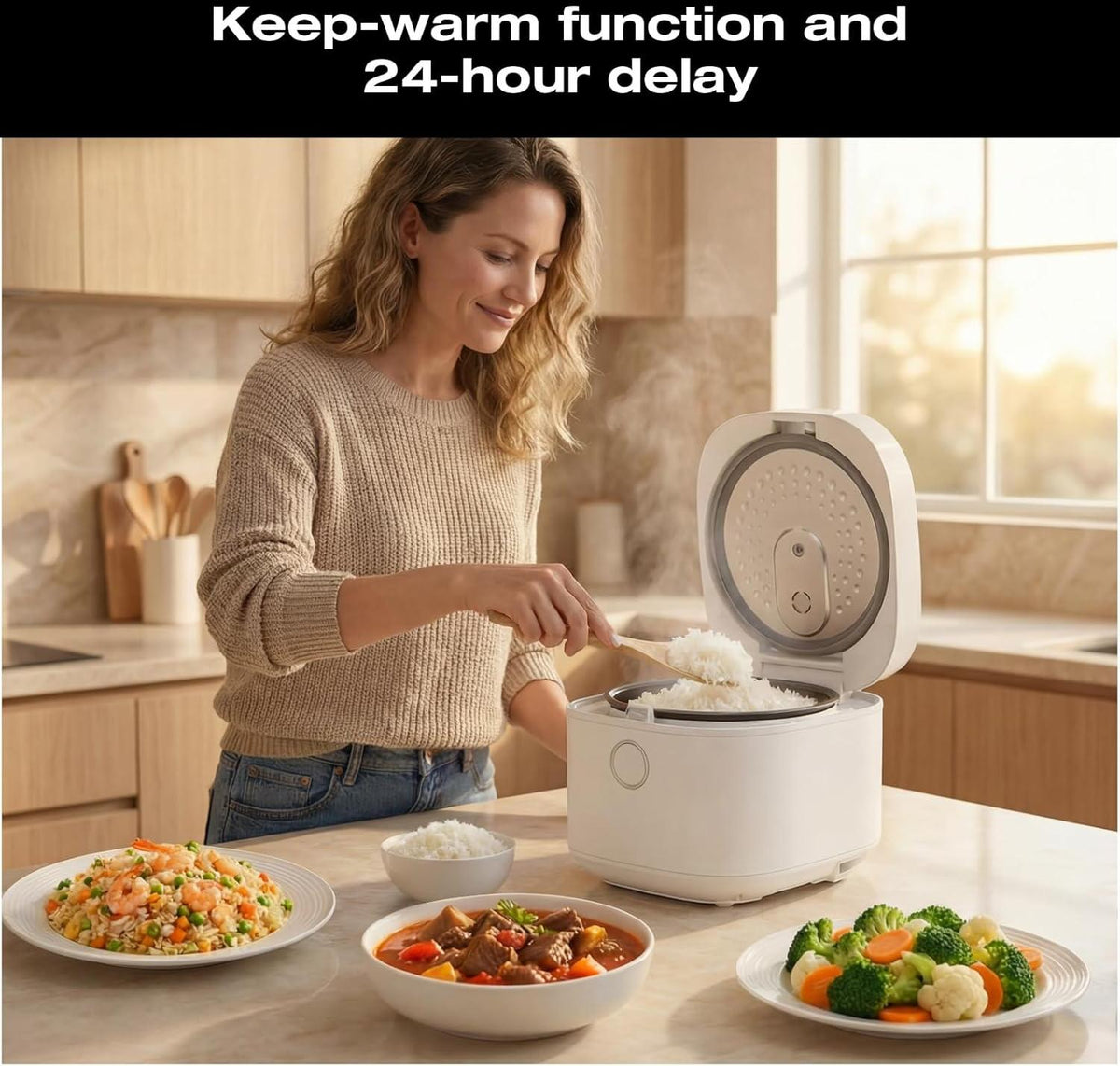 Salton - Multifunction 20 Cups Micom Rice Cooker - RC2129WH