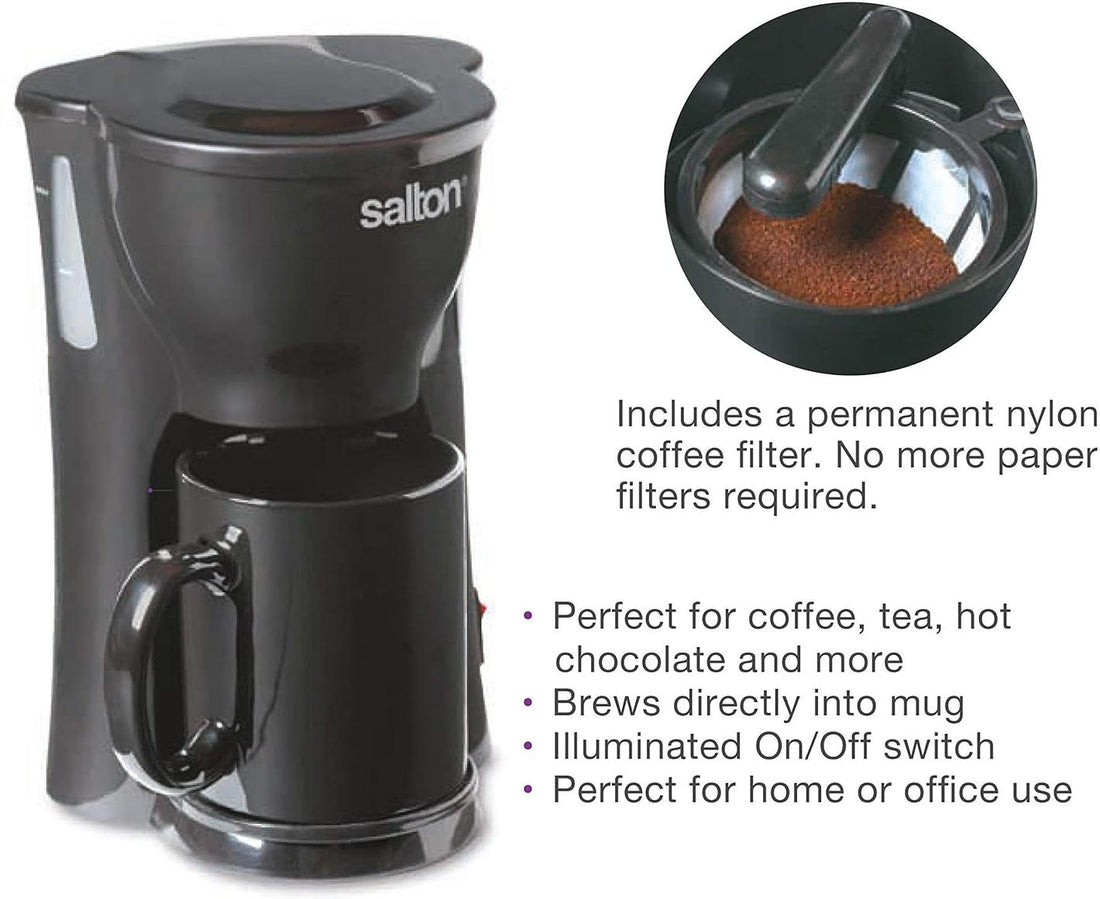 Salton - Space Saving 1 Cup Coffeemaker Black - FC1205