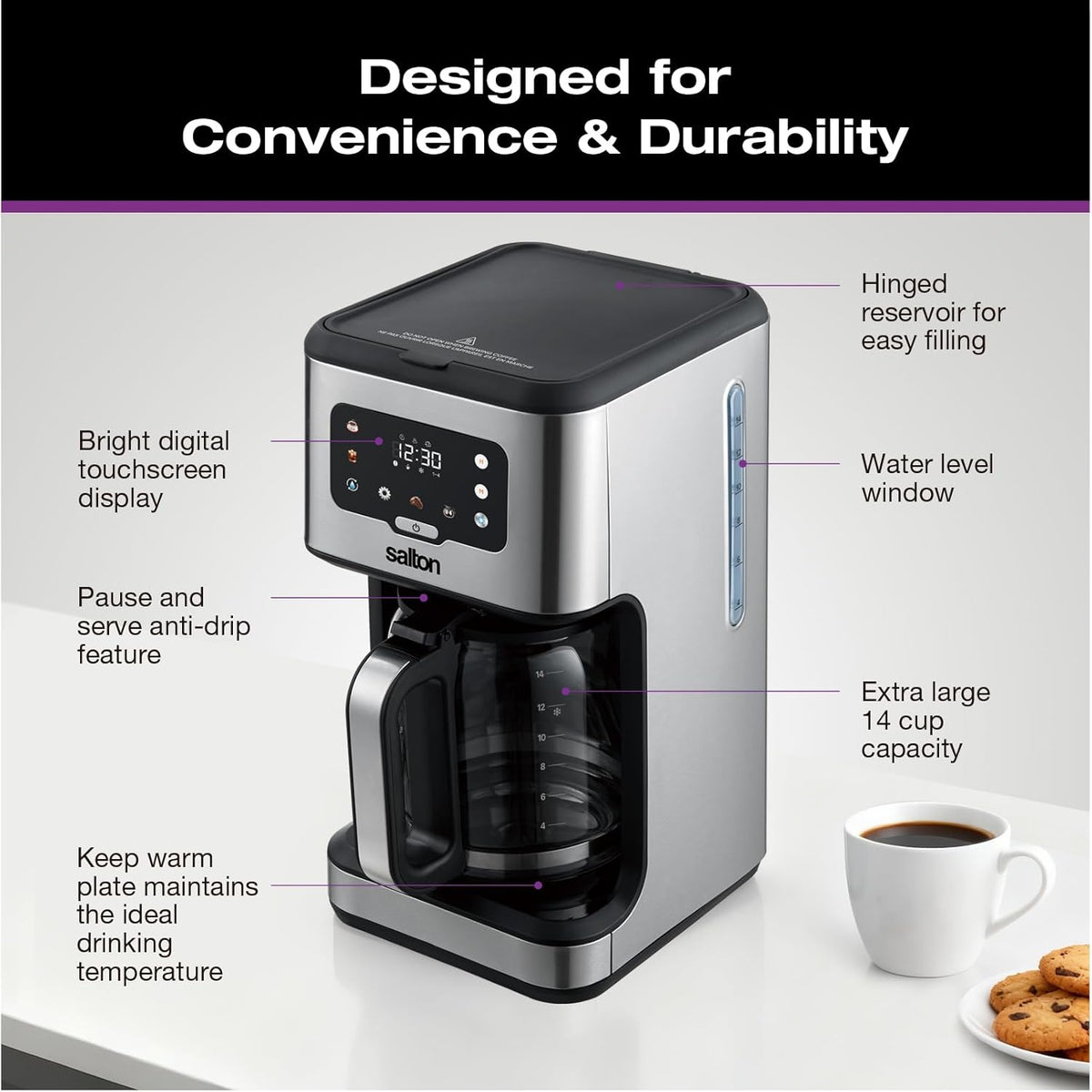 Salton - Stainless Steel 14 Cup Digital Coffee Maker - FC2149