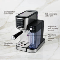 Salton - Stainless Steel 3-in-1 Digital Espresso, Capuccino & Latte Machine - EX2152