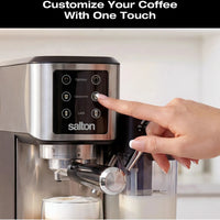Salton - Stainless Steel 3-in-1 Digital Espresso, Capuccino & Latte Machine - EX2152