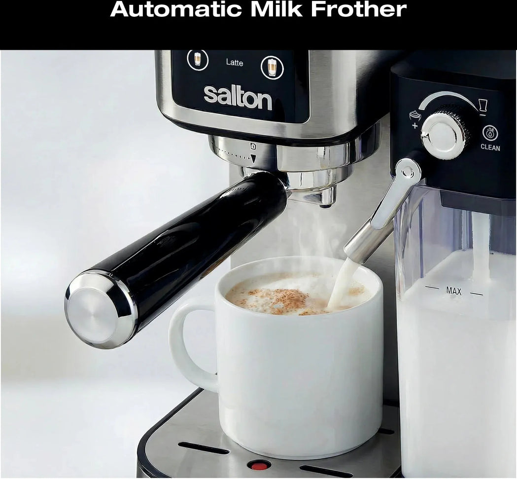 Salton - Stainless Steel 3-in-1 Digital Espresso, Capuccino & Latte Machine - EX2152