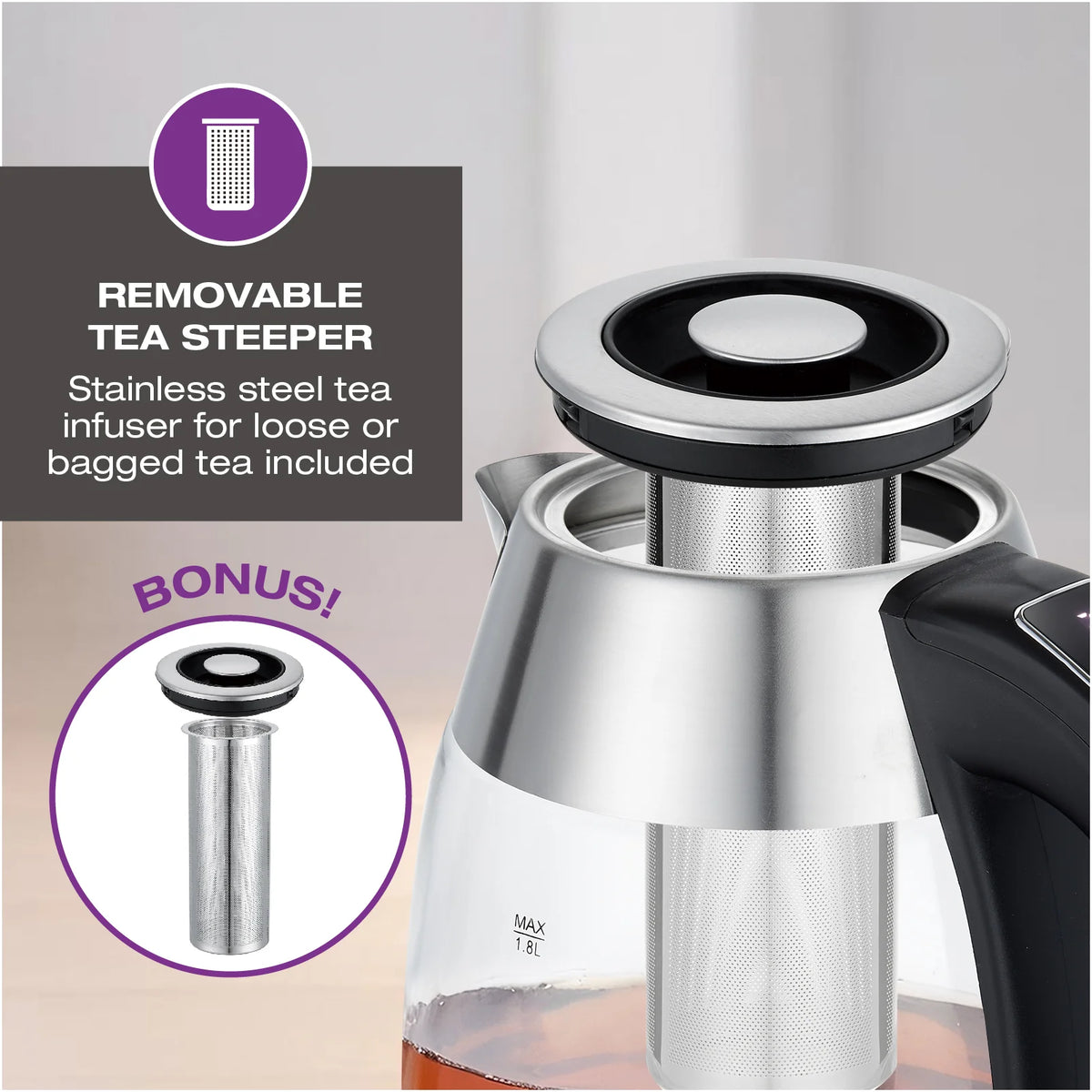 Salton - Temperature Control 1.7 L Kettle & Tea Steeper - GK2185