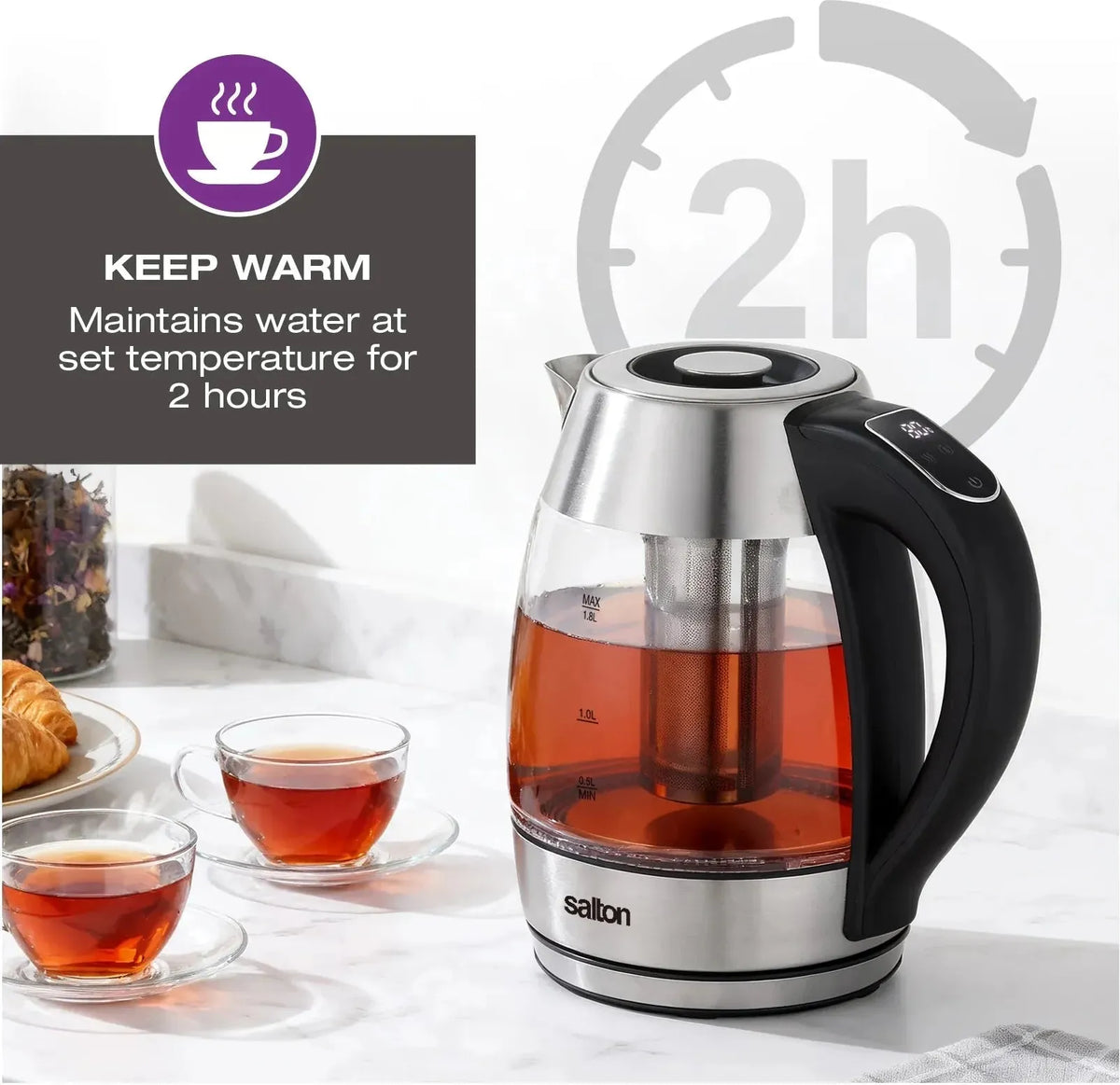 Salton - Temperature Control 1.7 L Kettle & Tea Steeper - GK2185