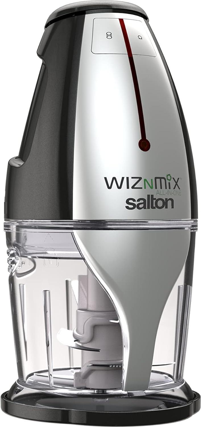 Salton - WizNMix All-in-One Black Food Processor, Chopper & Mini Blender - FP2102BK