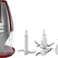 Salton - WizNMix All-in-One Red Food Processor, Chopper, Mini Blender - FP2102RD