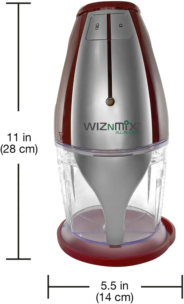 Salton - WizNMix All-in-One Red Food Processor, Chopper, Mini Blender - FP2102RD