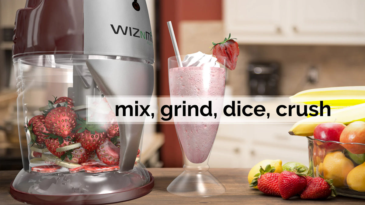 Salton - WizNMix All-in-One Red Food Processor, Chopper, Mini Blender - FP2102RD