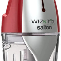 Salton - WizNMix All-in-One Red Food Processor, Chopper, Mini Blender - FP2102RD