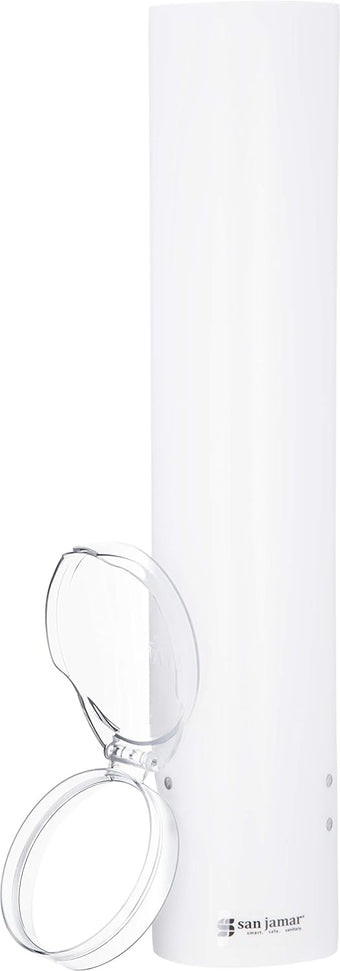 San Jamar - White Adjustable Plastic Cone Water Cup Dispenser with Hinged Flip-Cap, 1000/Bx - SJ4160WH
