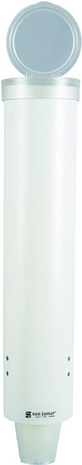 San Jamar - White Adjustable Plastic Cone Water Cup Dispenser with Hinged Flip-Cap, 1000/Bx - SJ4160WH