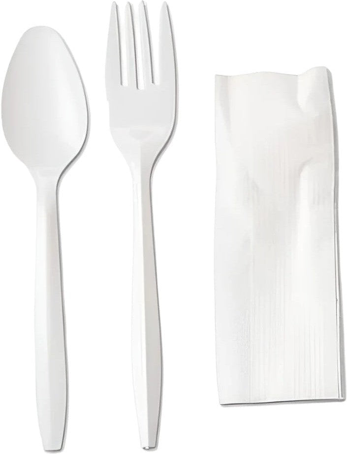 Sanfacon - 3 PC Cutlery Kit Knife, Teaspoon, Napkin, Fork, 500/Cs - 828387 (Special Order Item)