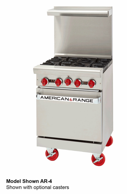 American Range - 24" Restaurant Range with 4 Burners & Storage Base - AR-4-SB
