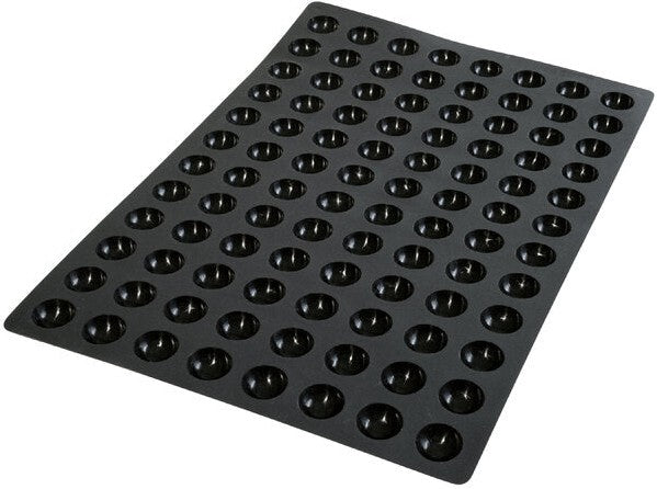 Silikomart - 0.68" x 1.3" Silicone Black 96 Compartment Mini Half Sphere Baking Mold - SQ015