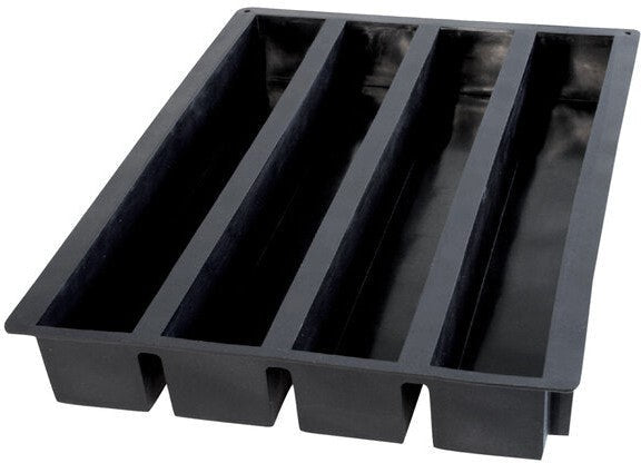 Silikomart - 19" x 2" Silicone 4 Compartment Black Logs Baking Mold - SQ016