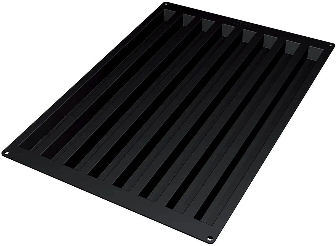 Silikomart - 19.6" x 1.1" x 1.1" Silicone Black 8 Compartment Logs Baking Mold - SQ017