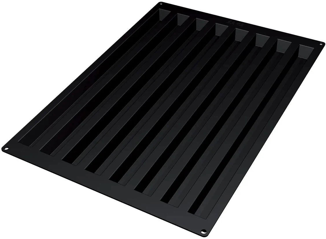 Silikomart - 19.6" x 1.1" x 1.1" Silicone Black 8 Compartment Logs Baking Mold - SQ017