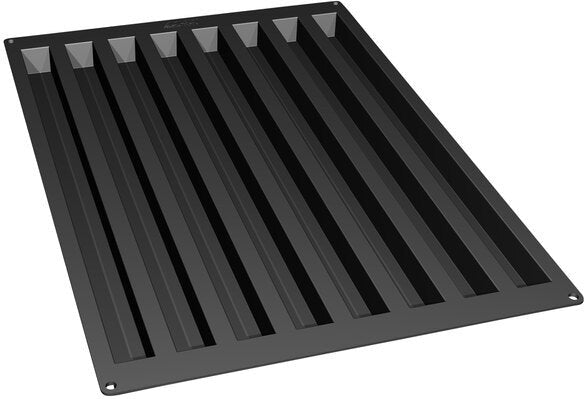 Silikomart - 19.6" x 1.1" x 1.1" Silicone Black 8 Compartment Logs Baking Mold - SQ017