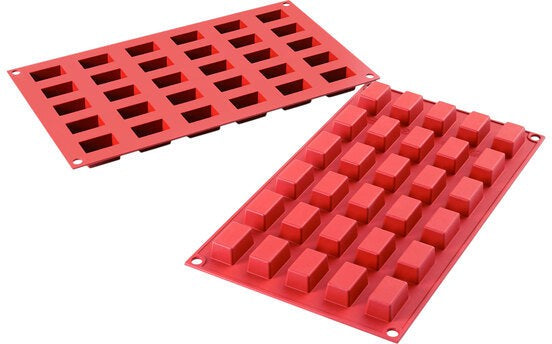 Silikomart - 1.1" x 0.7" Silicone #30 Compartment Mini Cake Rectangle Baking Mold - SF181