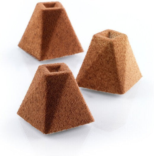 Silikomart - 1.1" x 1.1" x 0.98" Silicone Black 77 Compartment Mini Pyramids Baking Mold - SQ046